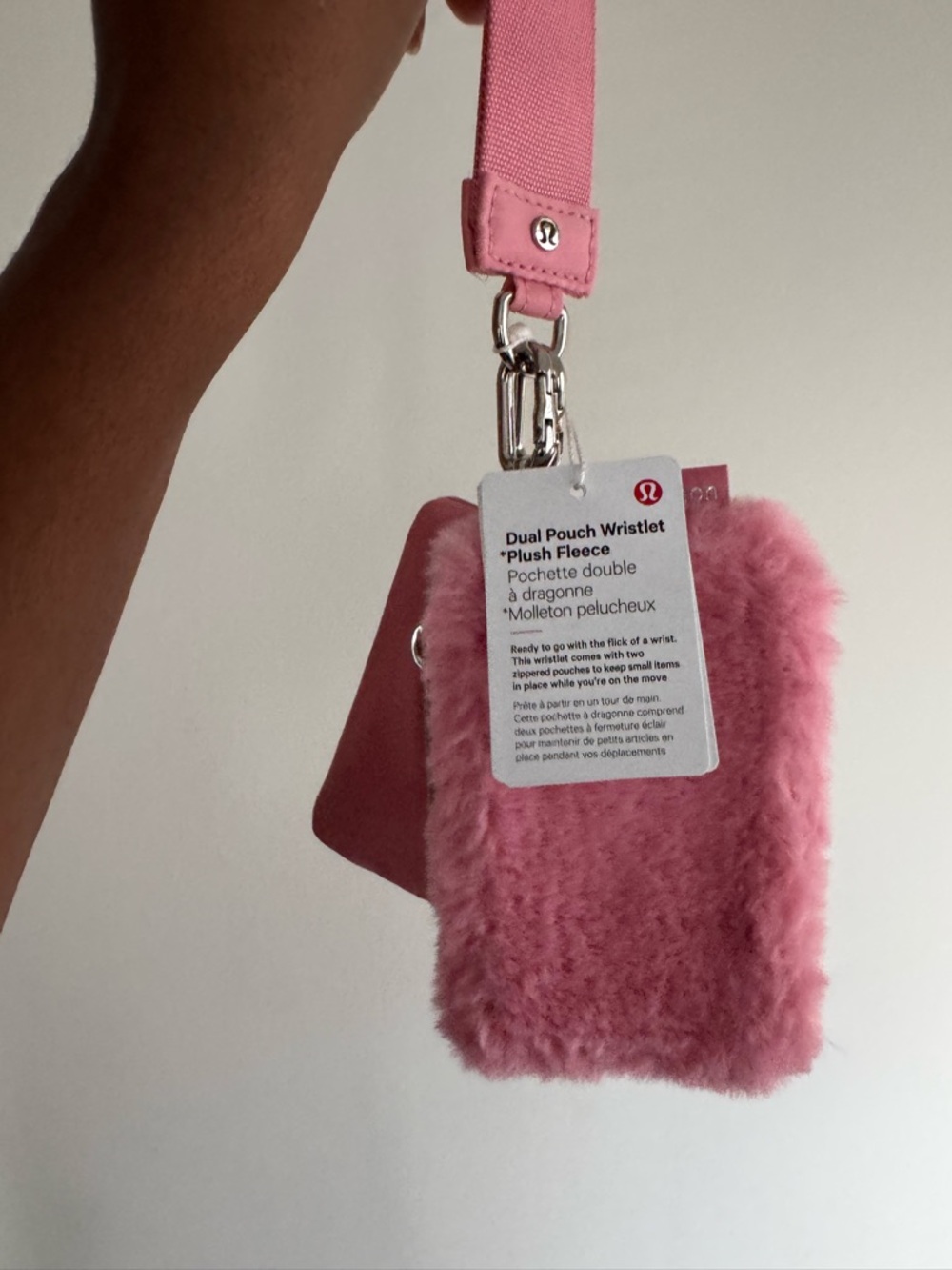 lululemon Dual Pouch Wristlet in Pink Plush Fleece
